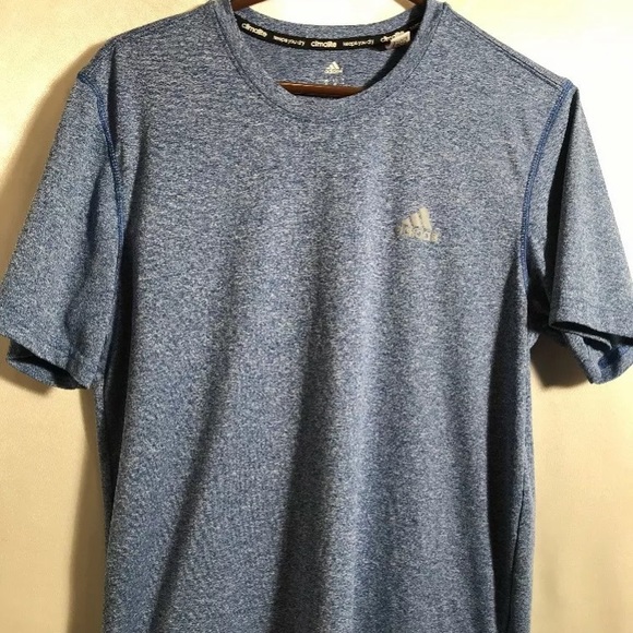 Adidas Climalite Blue Workout Short Sleeve Shirt - Picture 1 of 6